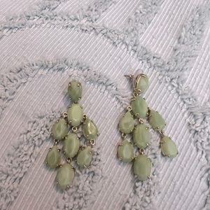 Stella & Dot Green and Gold Chandelier Earrings